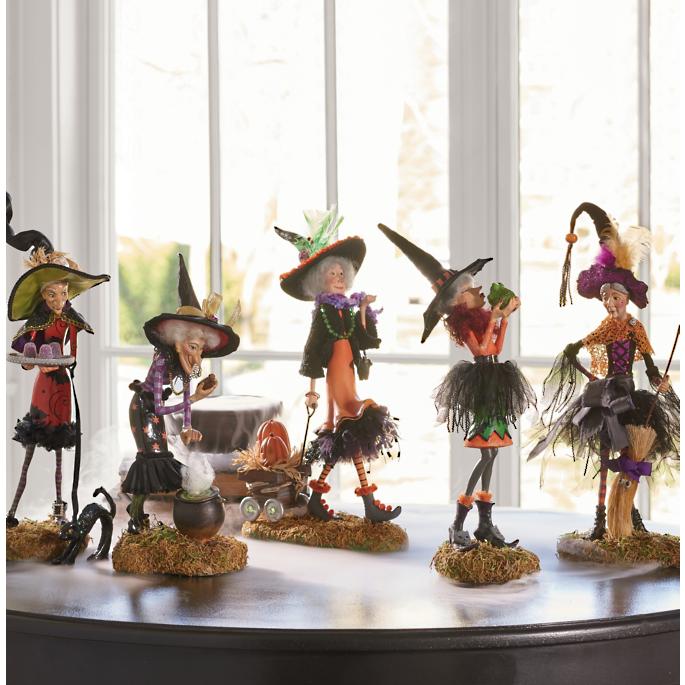 Colorfully dressed, collectible witch figures - Halloween Witch Decor