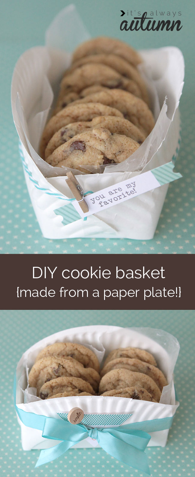 Cookie basket sleeve diy package from a paper plate.