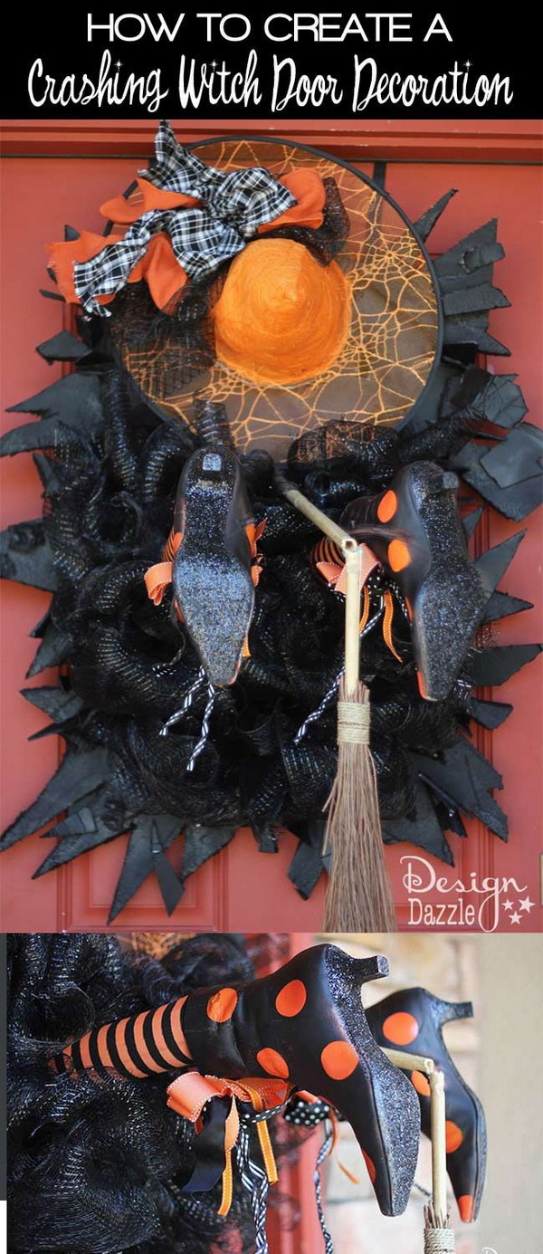 DIY Crashing Witch Door Wreath