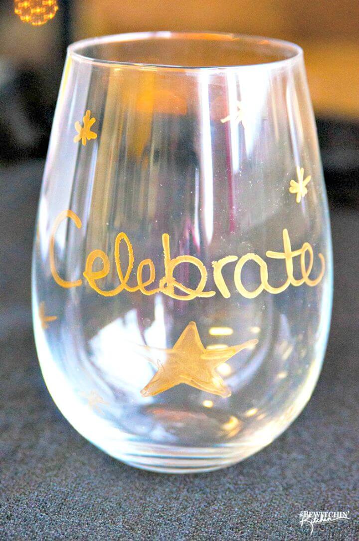 DIY Gold Wine Glasses.