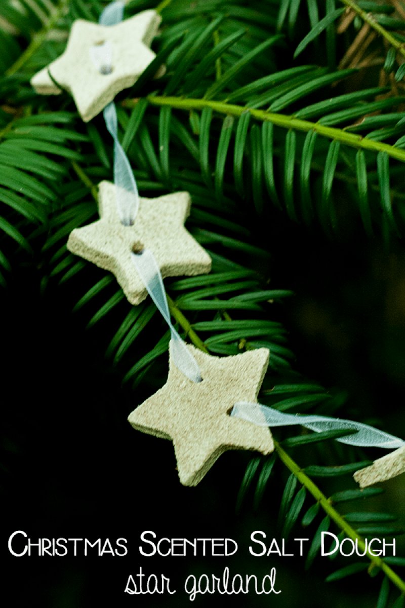 Christmas scented salt dough recipe and star garland idea.