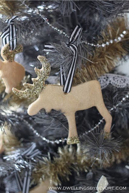 Gold and glittery salt dough ornaments.