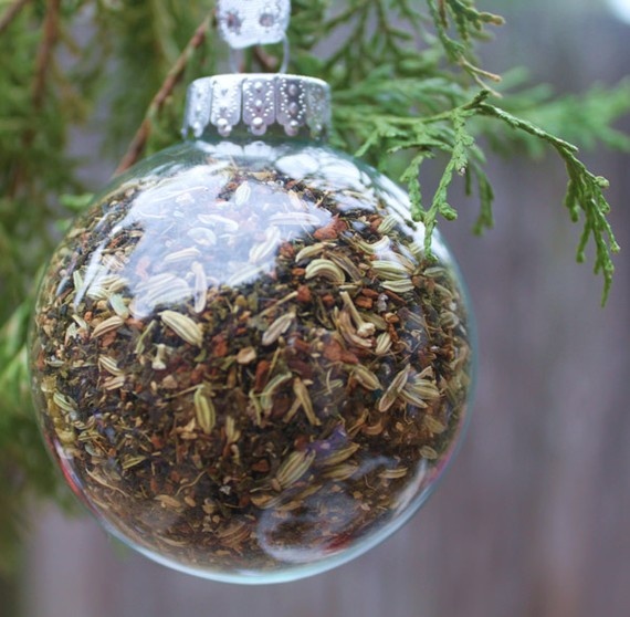 Loose Leaf Tea via Pyromance Designs, Christmas Glass Ball Ornaments