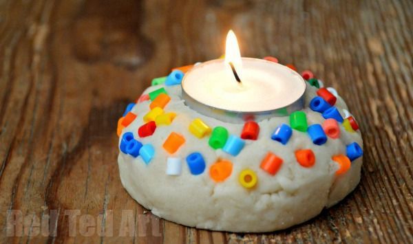 Simple saltdough crafts – votives for Diwali or Christmas