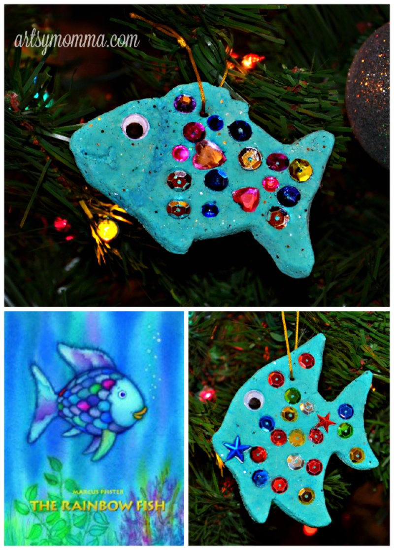 The Rainbow Fish Book Salt Dough Ornament.