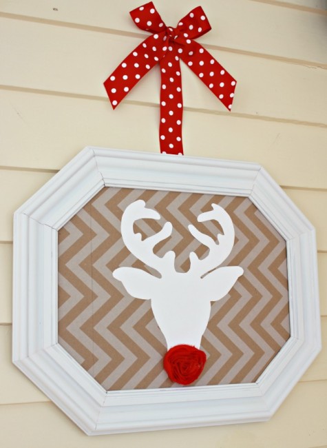 Thrifted Rudolph Frame, Thrift Store Christmas Decor