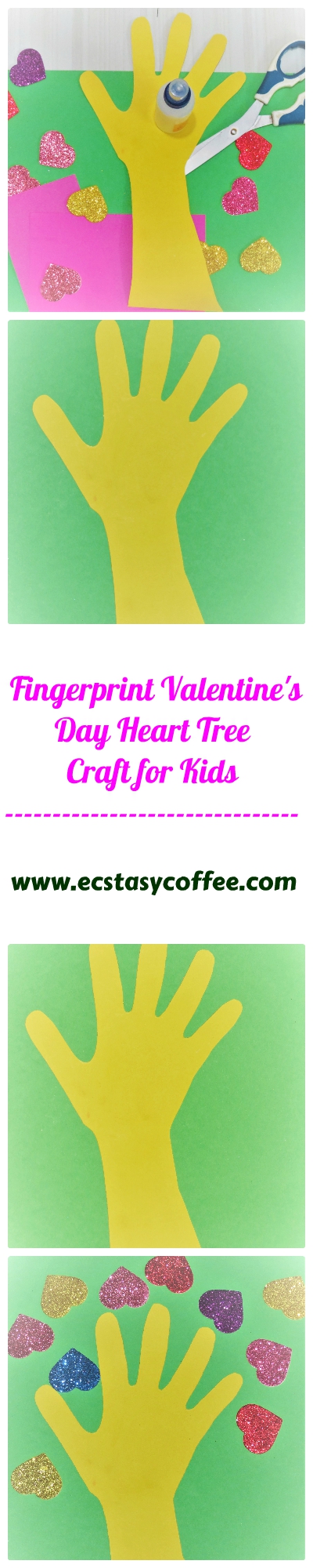 How to Make A Valentine Hand Print Craft Tree with Fingerprint Hearts. Lovely Fingerprint Valentine's Day Heart Tree Craft for Kids