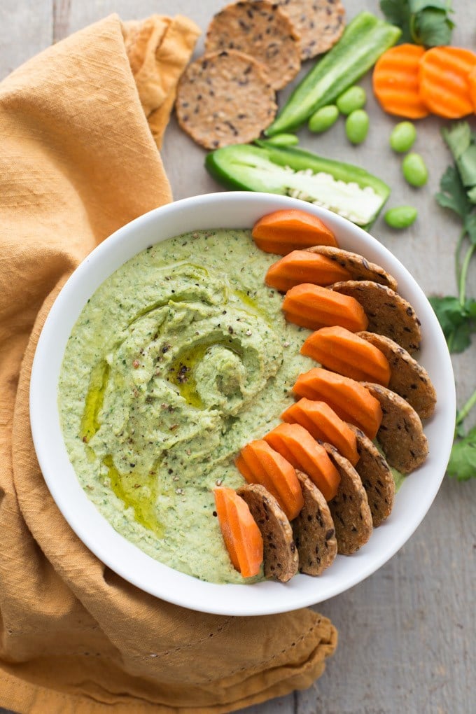 Cilantro Jalapeno Edamame Hummus.