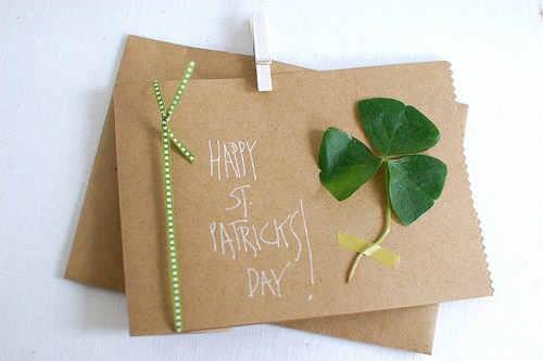 St. Patrick’s Day Homemade Clover Card.