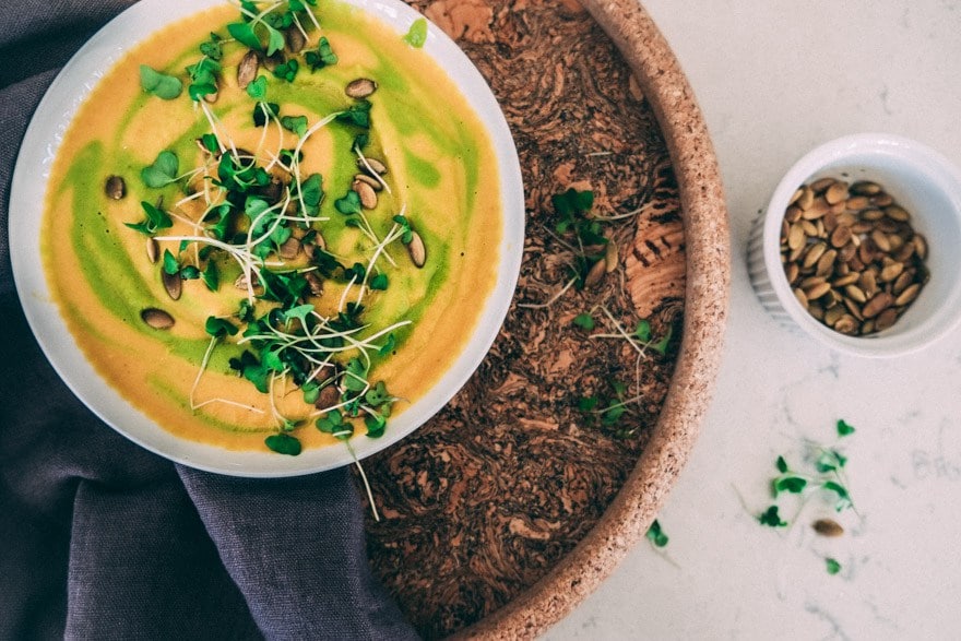 Vegan Paleo Green Butternut Squash Soup.