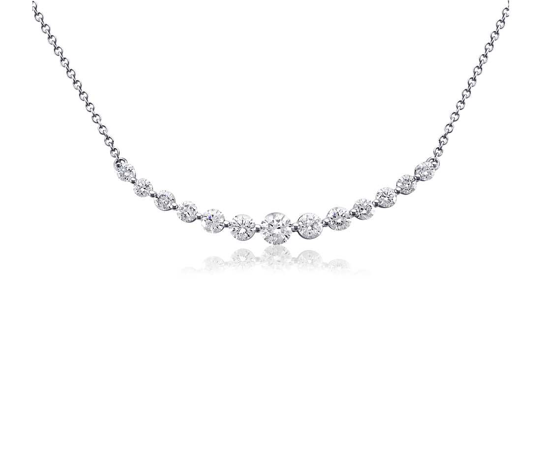 Diamond Curved Bar Necklace.