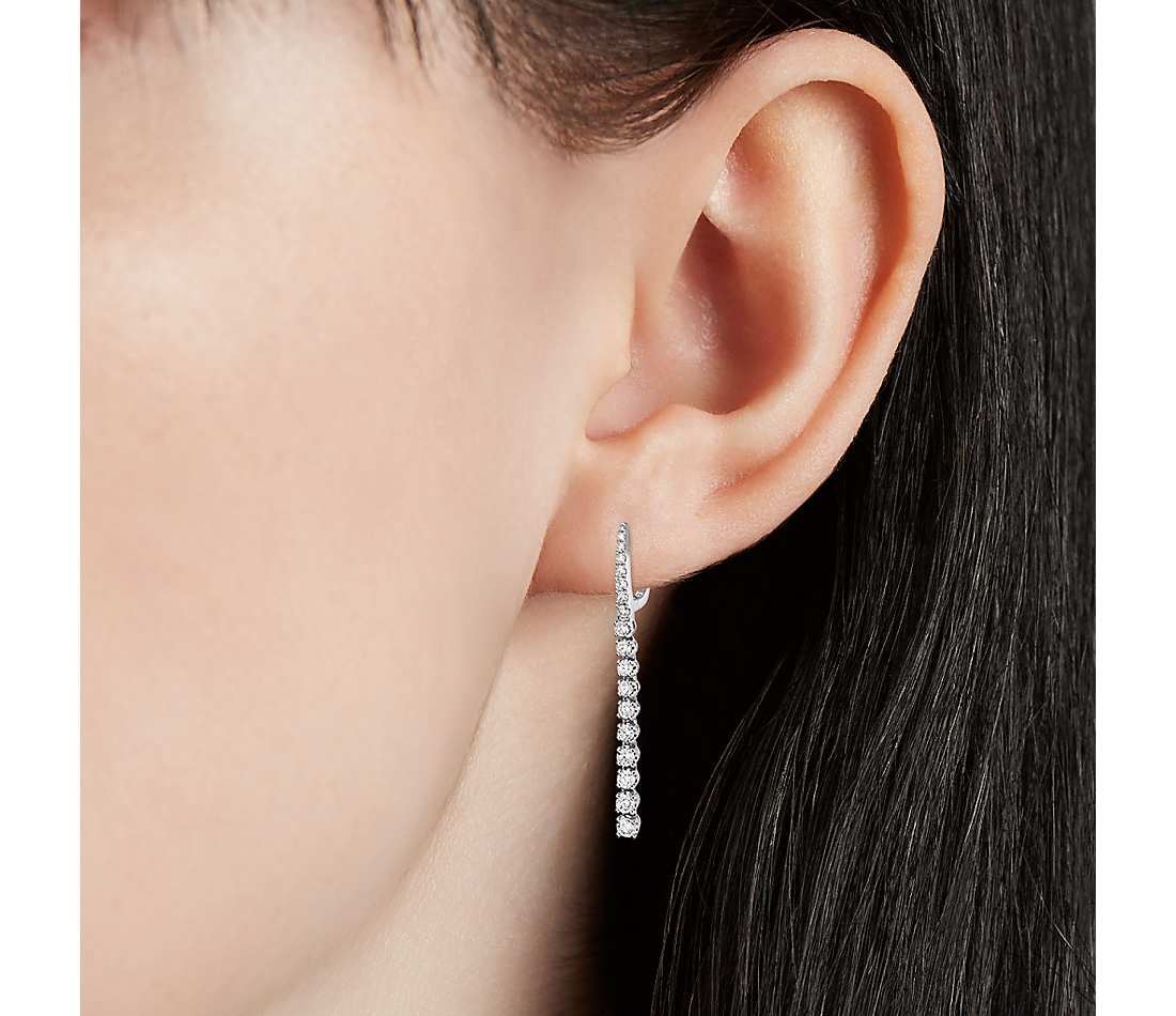 Diamond Line Drop Earrings.