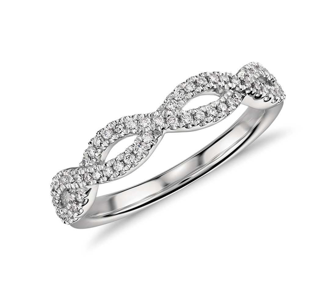 Infinity Twist Micropavé Diamond Wedding Ring.