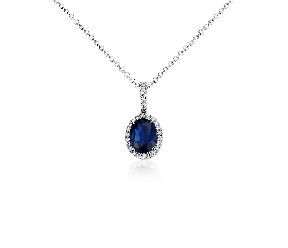 Oval Sapphire and Micropavé Diamond Pendant.