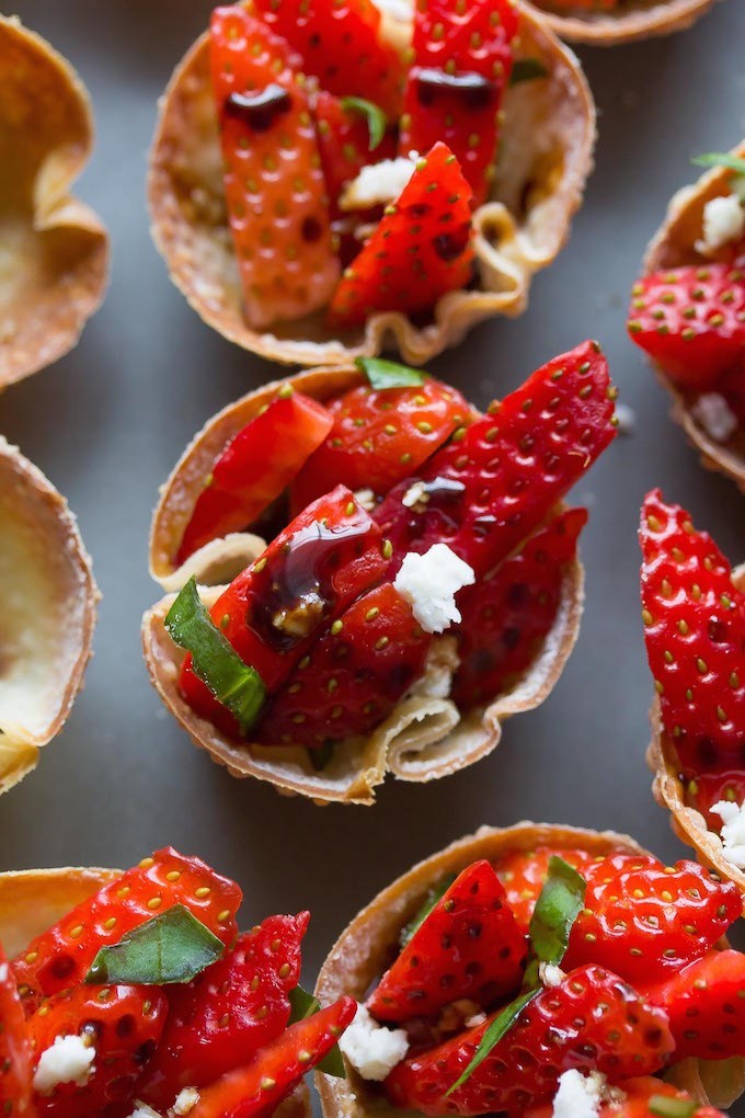 Balsamic Strawberry Wonton Bites from Sweet Peas and Saffron