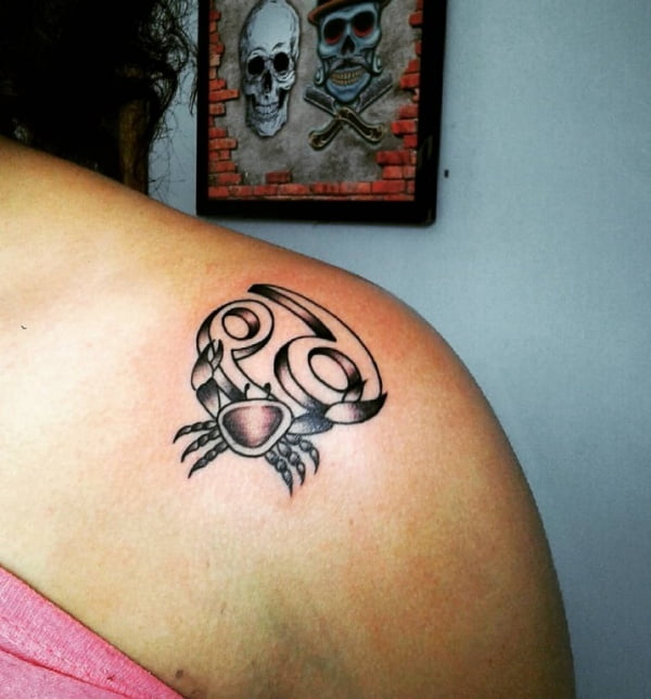 Cancer Crab Shoulder Tattoo.