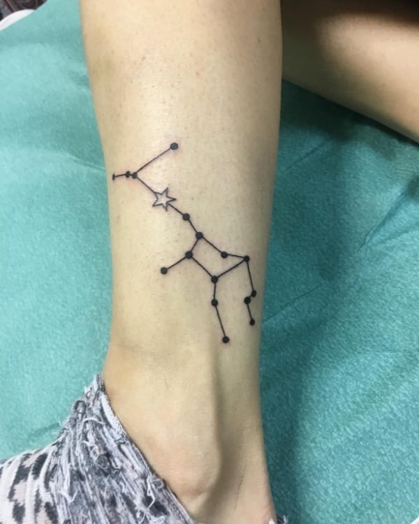 Cancer and Virgo Constellation Ankle Tattoo.