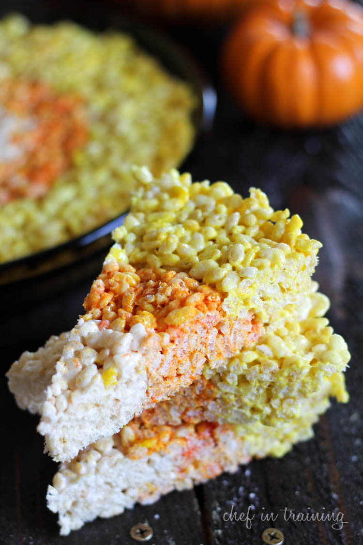 Candy Corn Rice Crispy Treats from Chef in Training