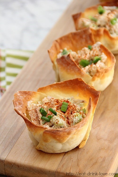 Chicken Salad Wonton Cups.