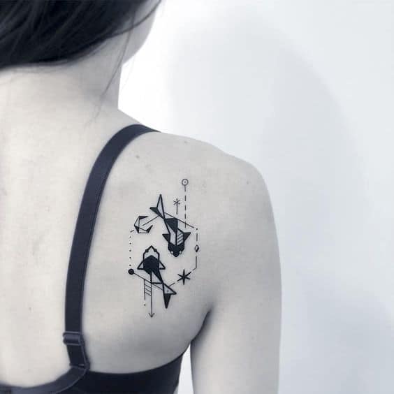 Cute zodiac shoulder tattoo.