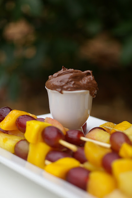 Fruit Kebabs with Chocolate Sauce from My Catholic Kitchen