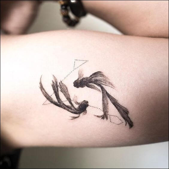 Geometric Pisces tattoo ideas.