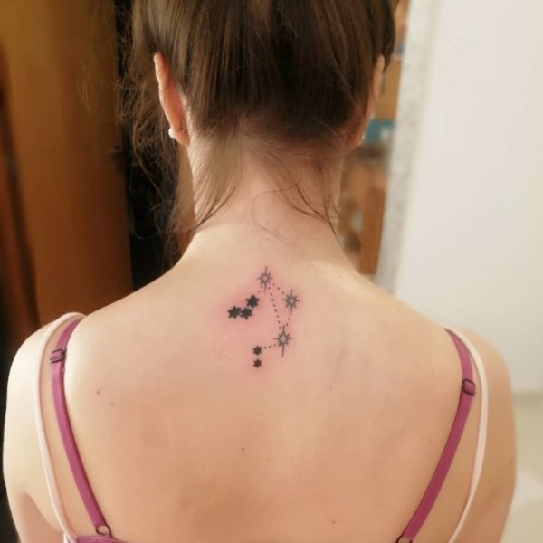 Libra Constellation Back Tattoo.