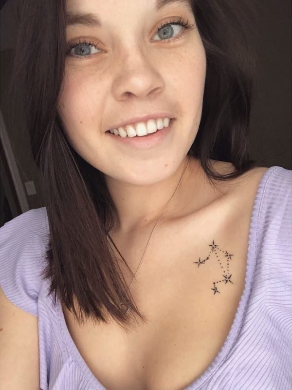 Libra Star Constellation Collarbone Tattoo.