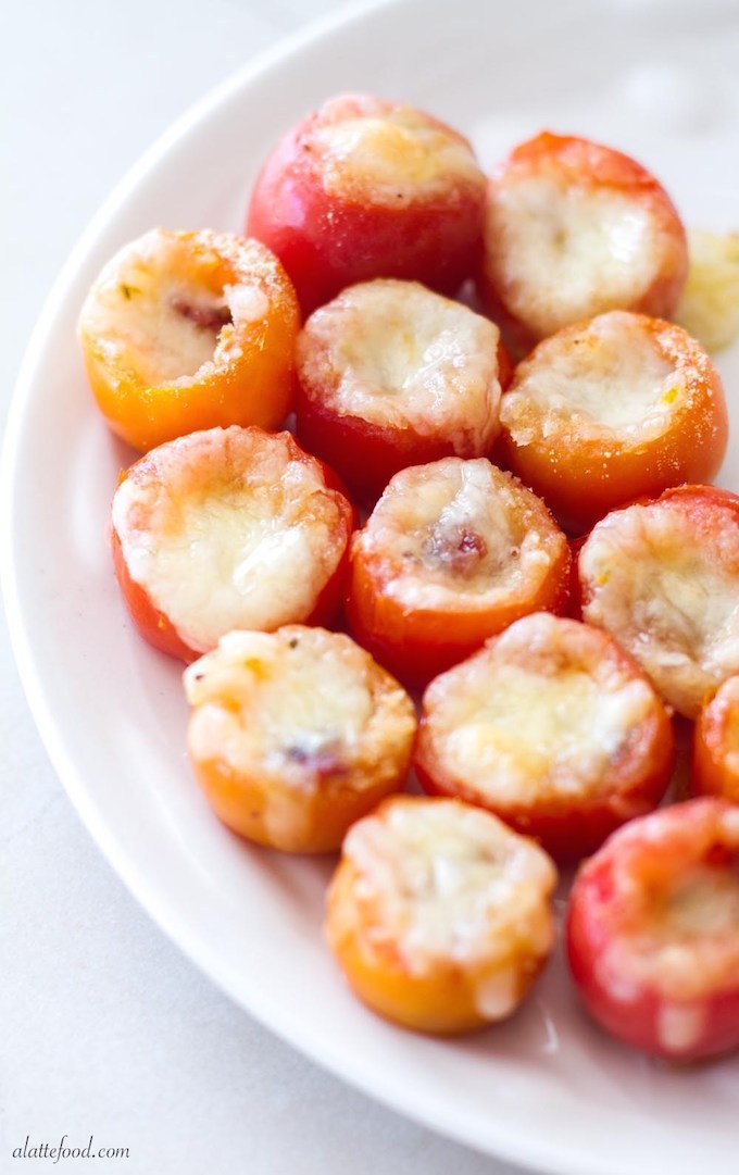 Pepper Jack and Bacon Stuffed Cherry Tomatoes from A Latte Food