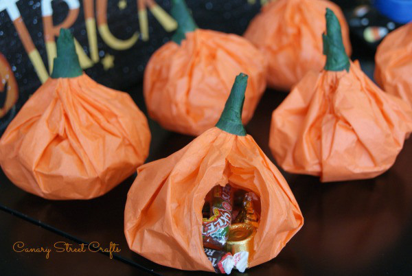 Pumpkin pouch goody bags from Canary Street Crafts