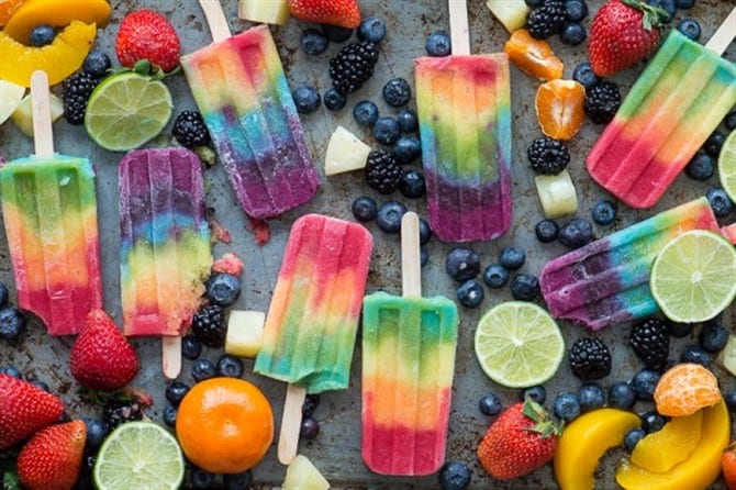 Rainbow Popsicles.