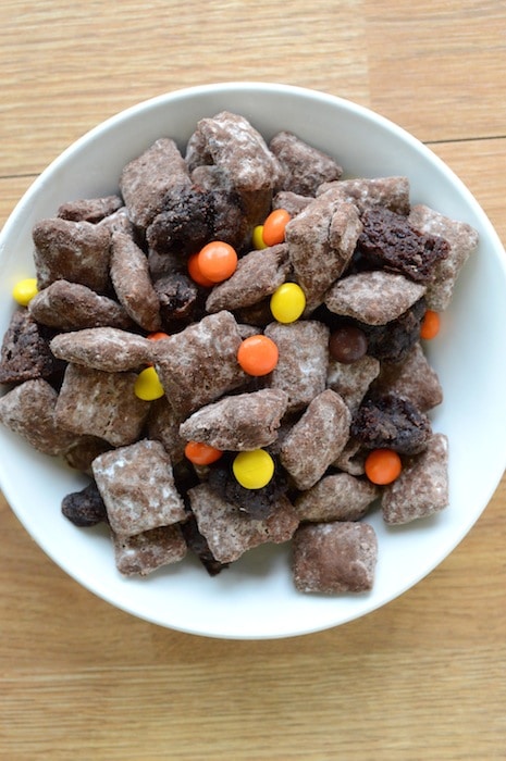 Reese’s Pieces Brownie Puppy Chow from The First Year Blog