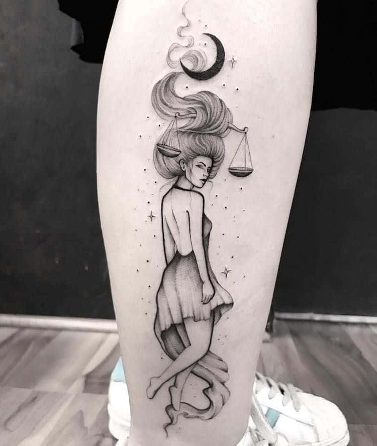 Spiritual Libra girl tattoo.