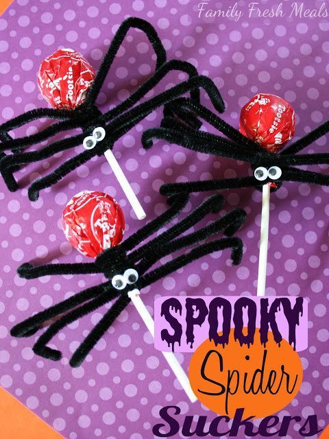 Spooky Spider Suckers from Family Fresh Meals - Halloween Food Crafts for Kids