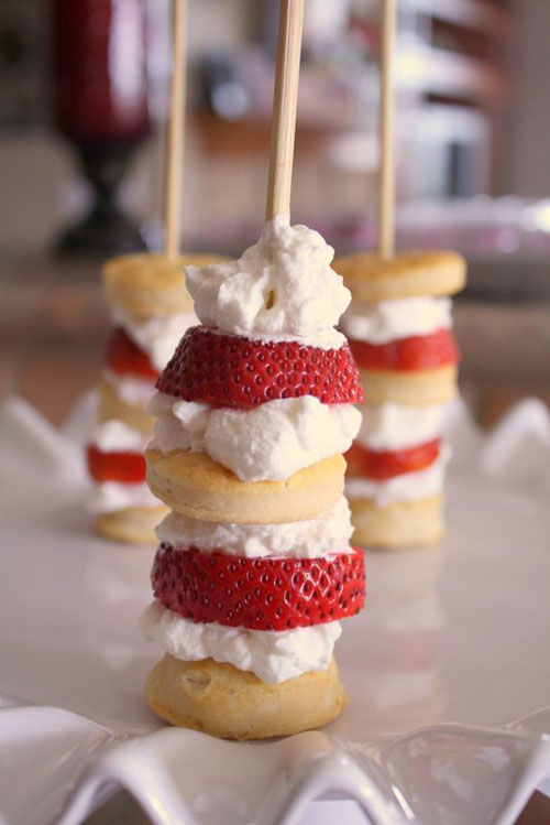 Strawberry Shortcake Skewers via Karen in the Kitchen