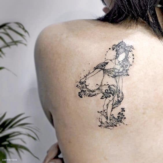 The water goddess shoulder tattoo.