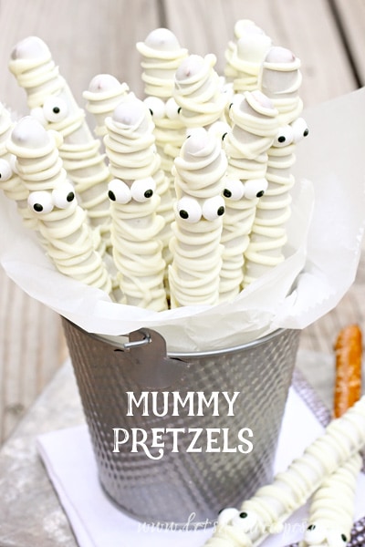 White Chocolate Mummy Pretzels