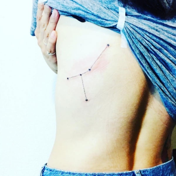 Zodiac Cancer Constellation Side Tattoo.