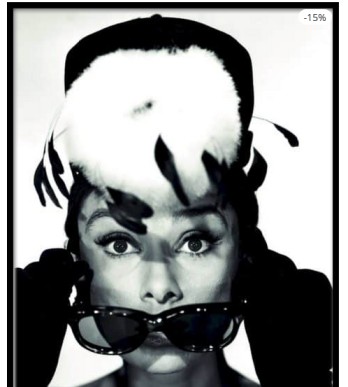 Audrey Hepburn with feather hat poster