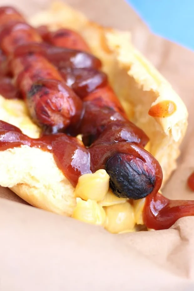 Barbecue Mac & Cheese Dogs!