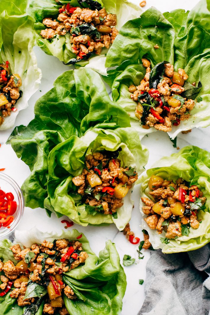 Basil Chicken Lettuce Wraps