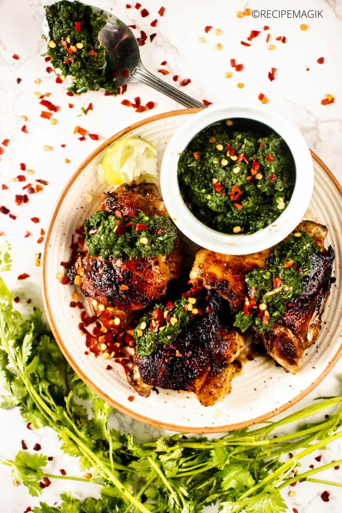 Blackened Chicken Thigh with Chimichurri Sauce
