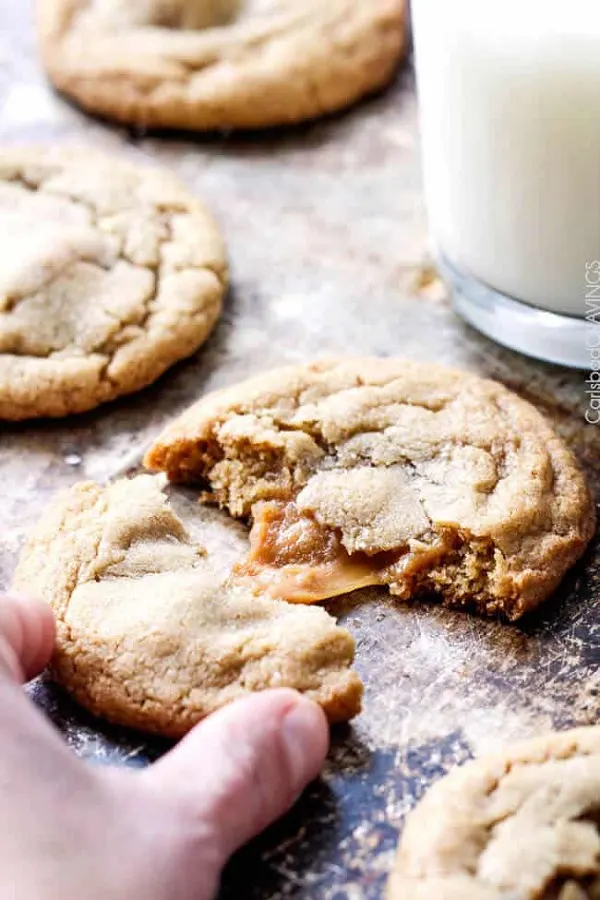 Caramel Stuffed Brown Sugar Cookies