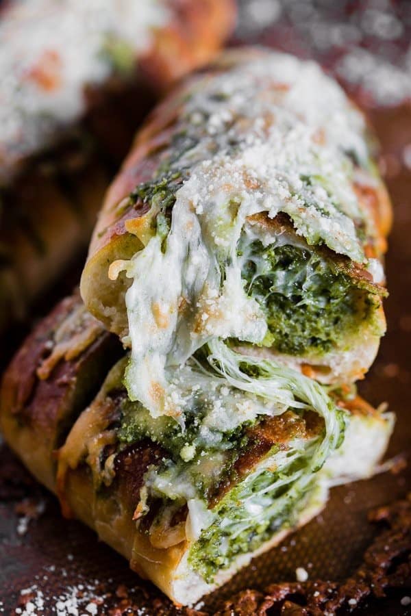 Cheesy pesto garlic bread