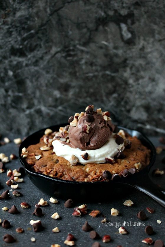 Chocolate and Hazelnut Skillet Cookie