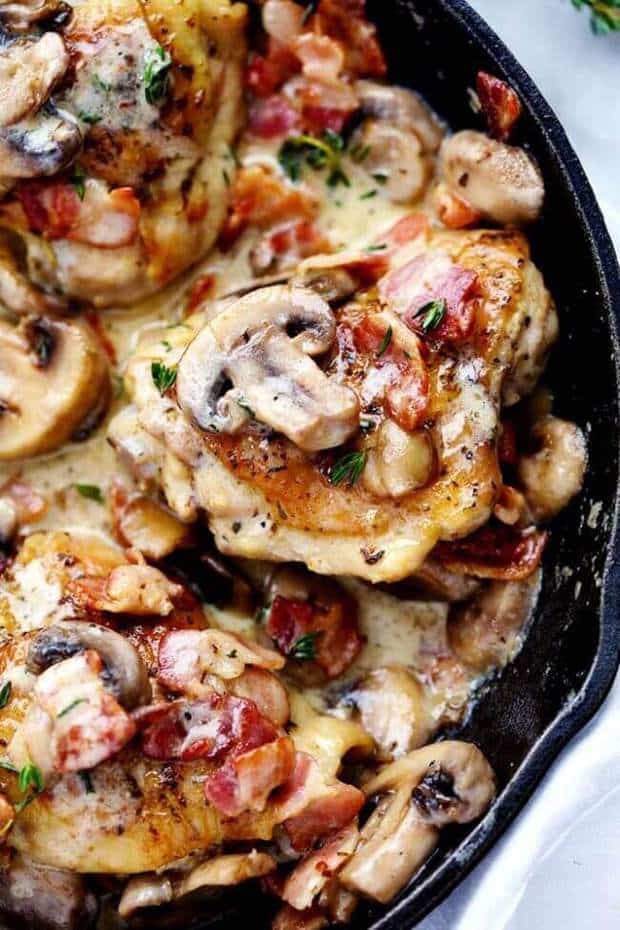 Creamy Bacon Mushroom Thyme Chicken