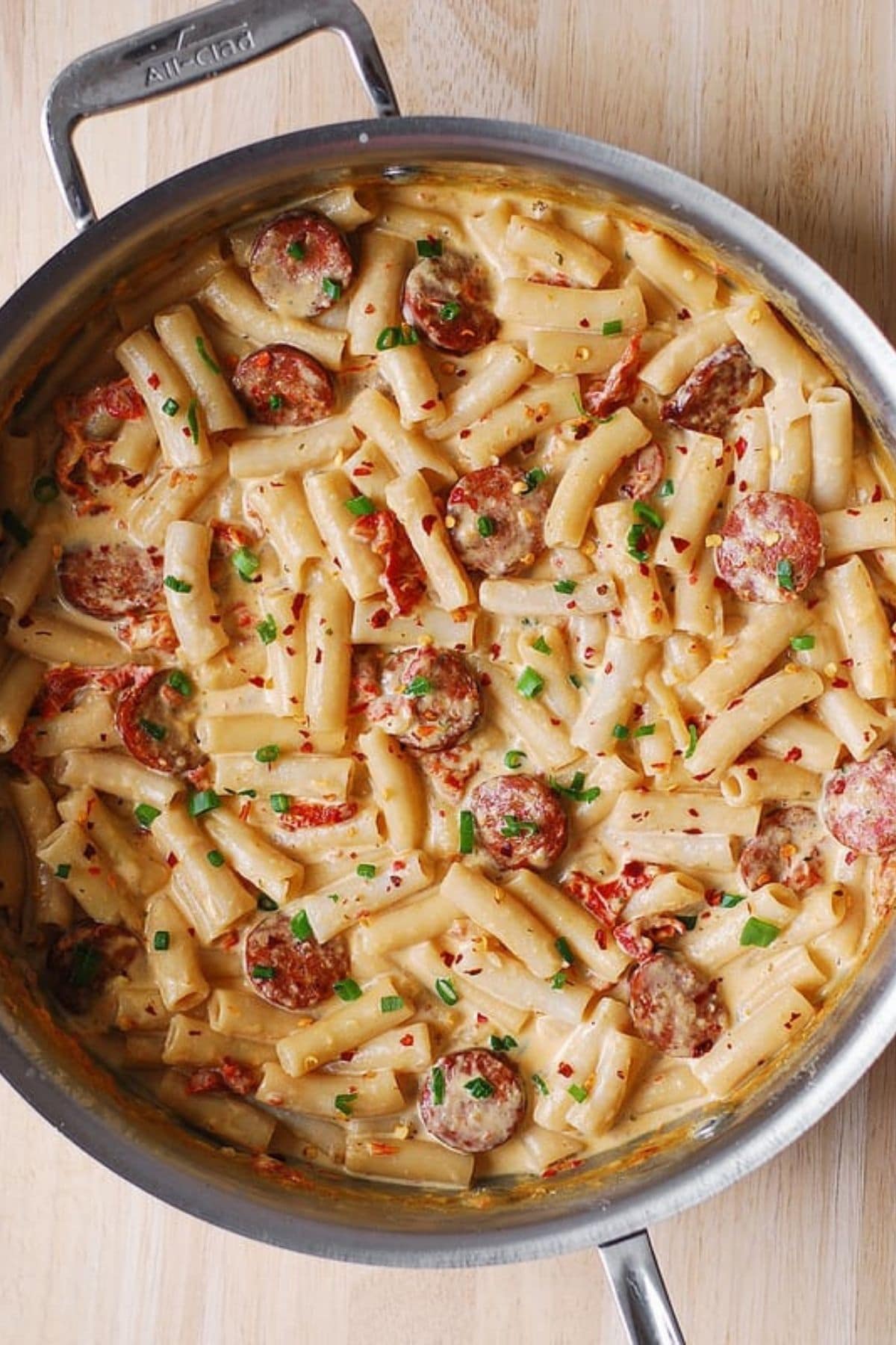 Creamy Mozzarella Pasta with Smoked Sausage
