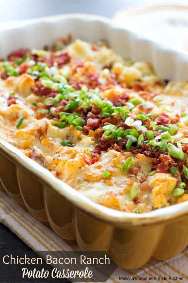 Creamy chicken bacon ranch potato casserole