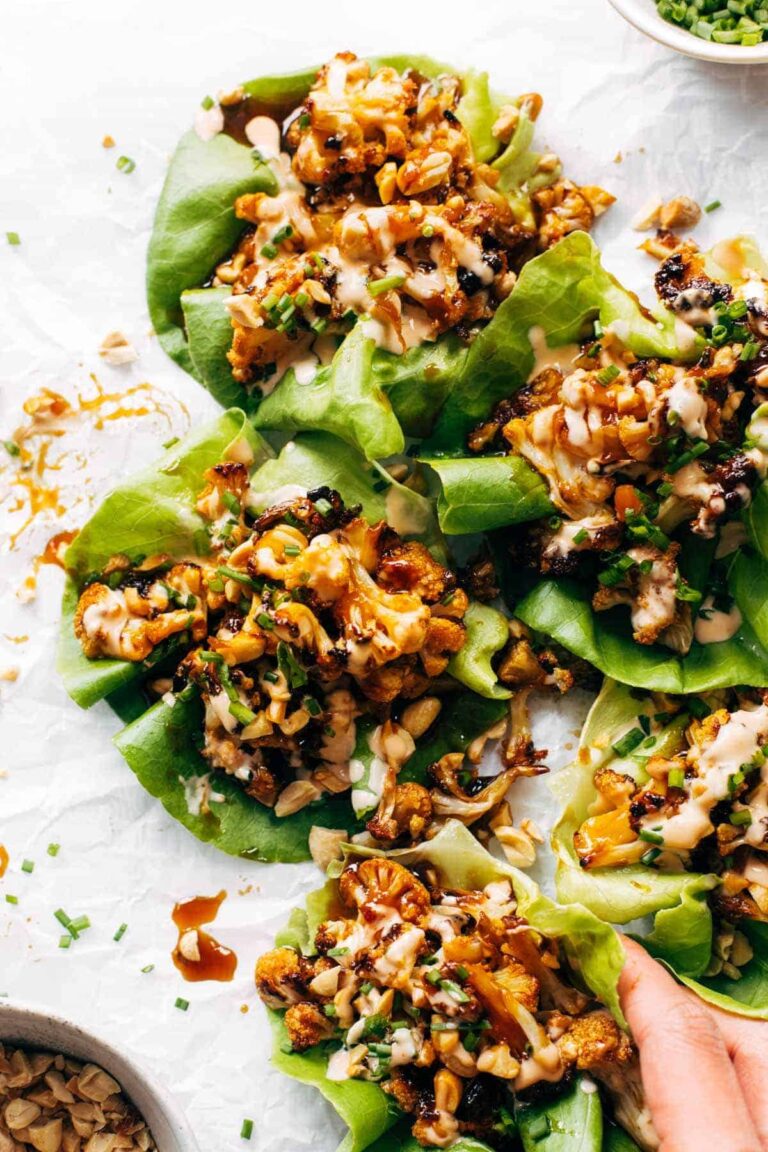 Korean BBQ Style Cauliflower Lettuce Wraps