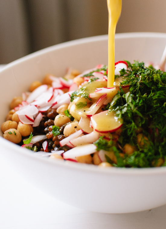 Lemony Lentil & Chickpea Salad with Radish & Herbs